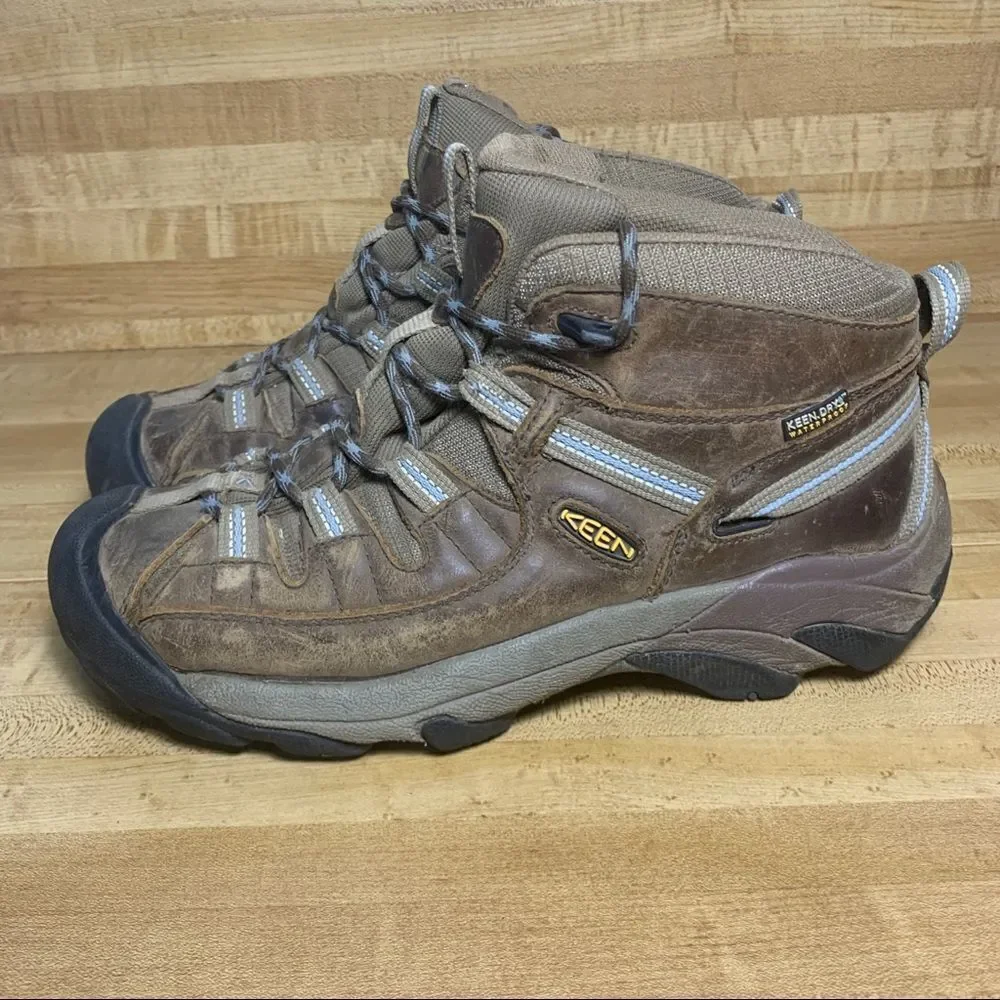 Keen Targhee II women Mid WP Hiking Boots Size 10 Black Flint Stone 1004114